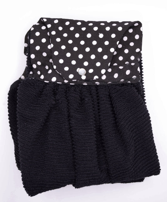 Black Polka Dot Hanging Towel (Set of Two)